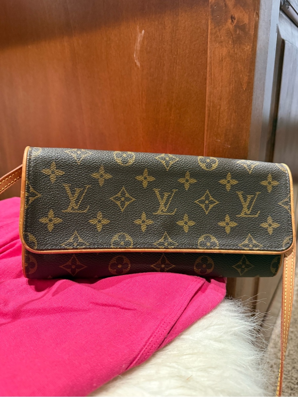 Louis Vuitton Monogram Pochette Twin GM Shoulder Bag Brown Women's